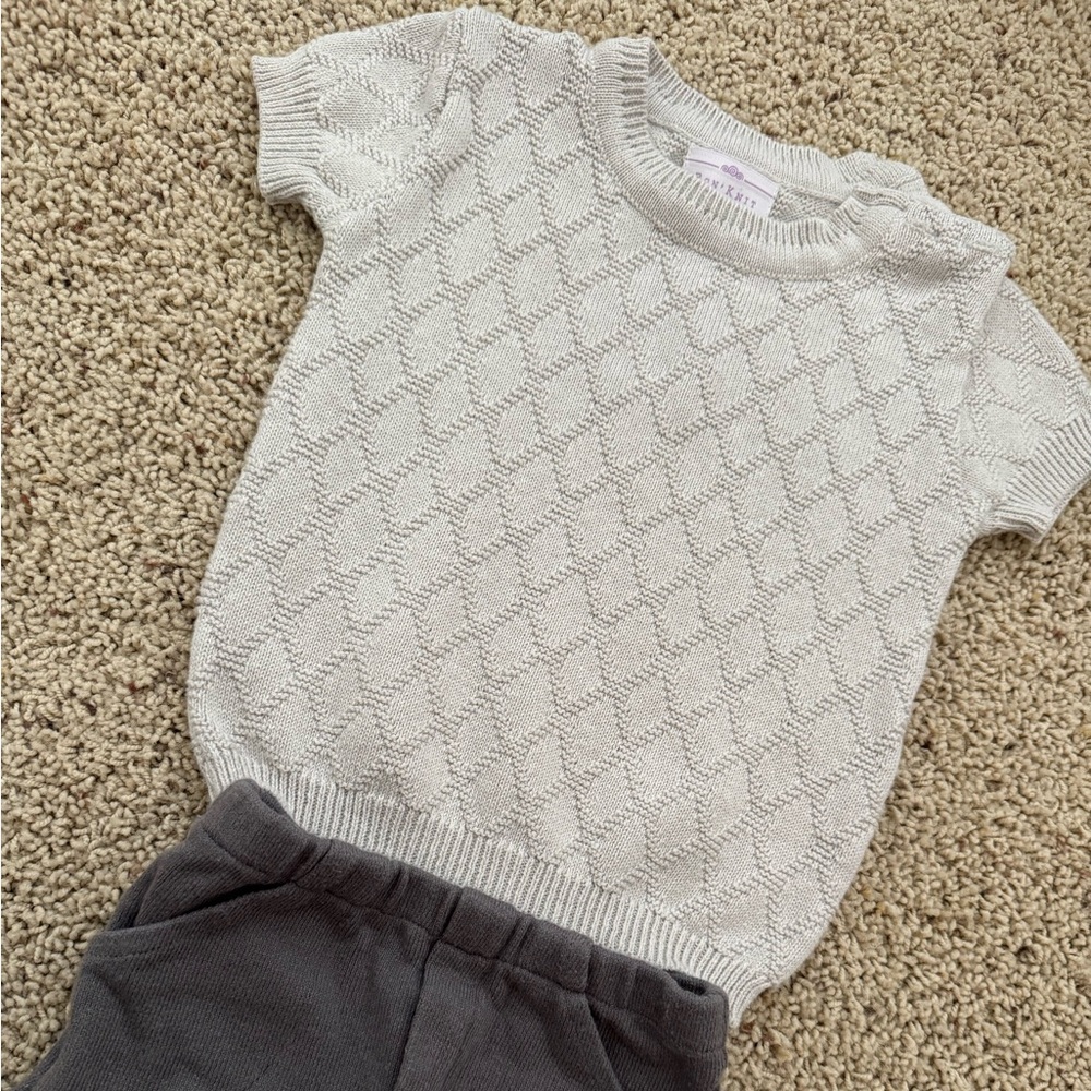 Bon knit shirt and shorts knit set